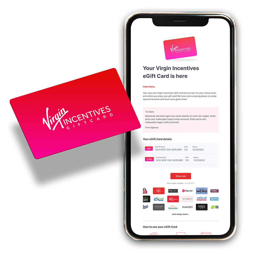 Virgin Incentives Giftcard - Giftcard & Phone Mockup